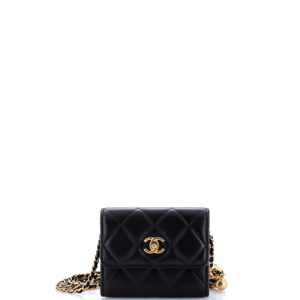 Chanel Pearl Crush Card Holder with Chain